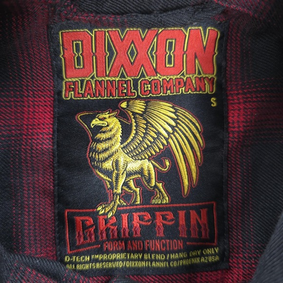 Dixxon Shirt Womens Small Red Black Buffalo Plaid Griffin Flannel D-Tech - Picture 4 of 11